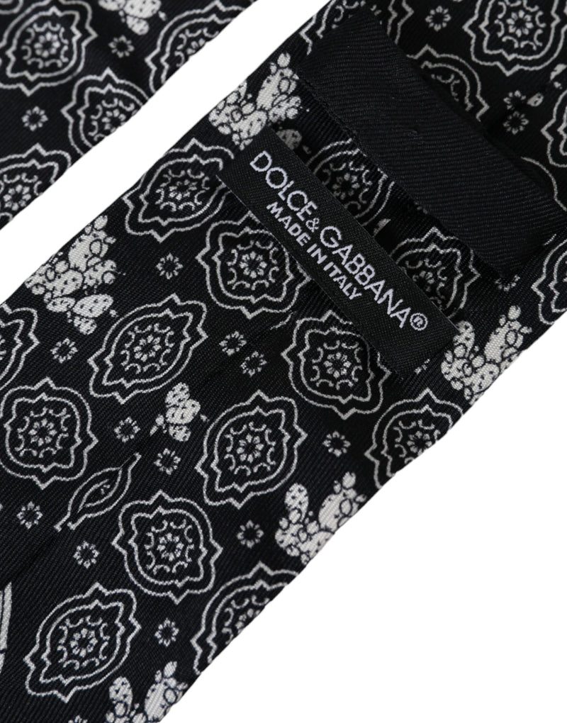 Black Patterned 100%Silk Adjustable Tie Dolce & Gabbana