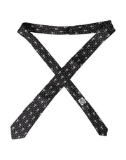 Black White Cross Silk Adjustable Tie Dolce & Gabbana