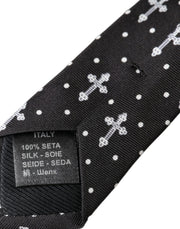 Black White Cross Silk Adjustable Tie Dolce & Gabbana