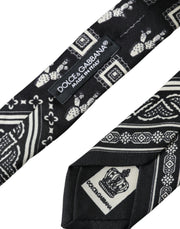 Black Patterned 100%Silk Adjustable Tie Dolce & Gabbana