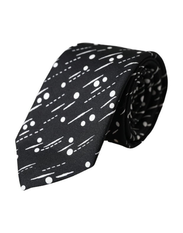 Black Dotted 100% Silk Adjustable Tie Dolce & Gabbana