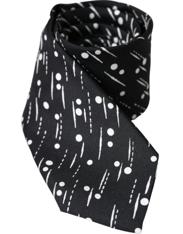 Black Dotted 100% Silk Adjustable Tie Dolce & Gabbana