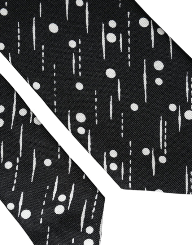 Black Dotted 100% Silk Adjustable Tie Dolce & Gabbana