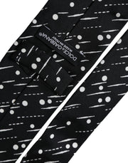 Black Dotted 100% Silk Adjustable Tie Dolce & Gabbana