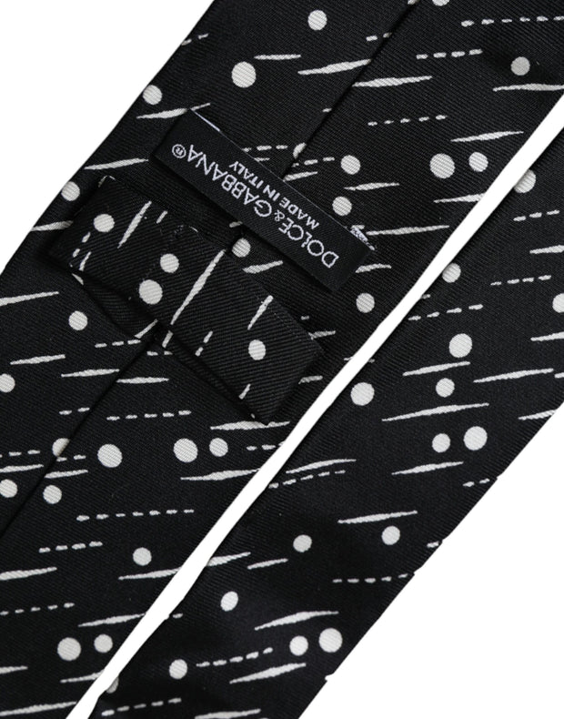 Black Dotted 100% Silk Adjustable Tie Dolce & Gabbana