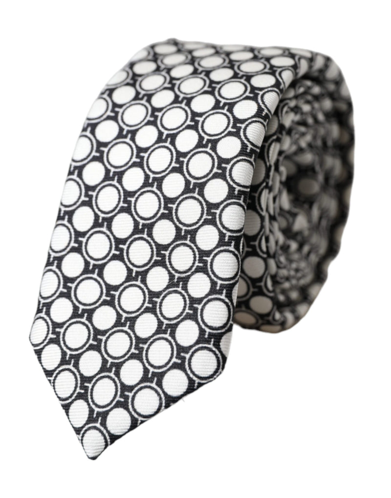 White Circles 100% Silk Adjustable Tie Dolce & Gabbana