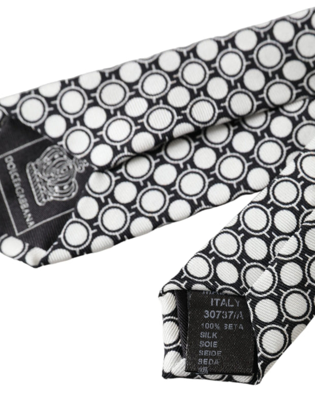 White Circles 100% Silk Adjustable Tie Dolce & Gabbana