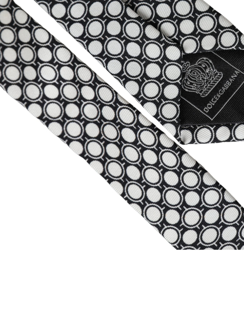 White Circles 100% Silk Adjustable Tie Dolce & Gabbana