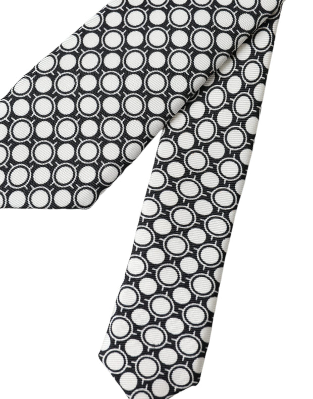 White Circles 100% Silk Adjustable Tie Dolce & Gabbana