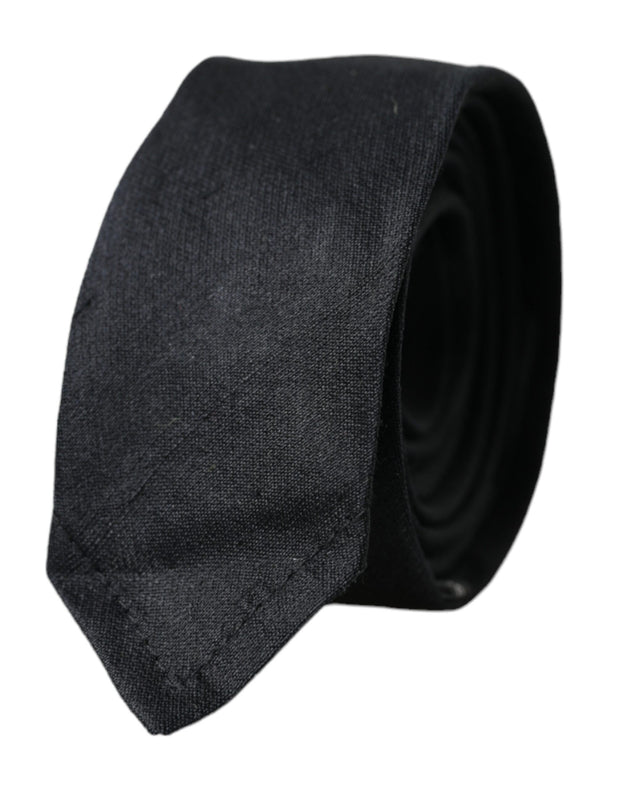 Black Solid 100% Silk Adjustable Tie Dolce & Gabbana