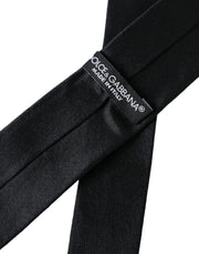 Black Solid 100% Silk Adjustable Tie Dolce & Gabbana