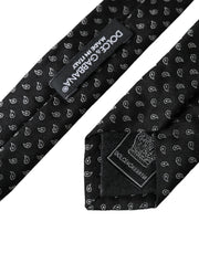 Black Jacquard Patterned Silk Adjustable Men Tie Dolce & Gabbana