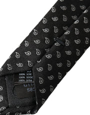 Black Jacquard Patterned Silk Adjustable Men Tie Dolce & Gabbana