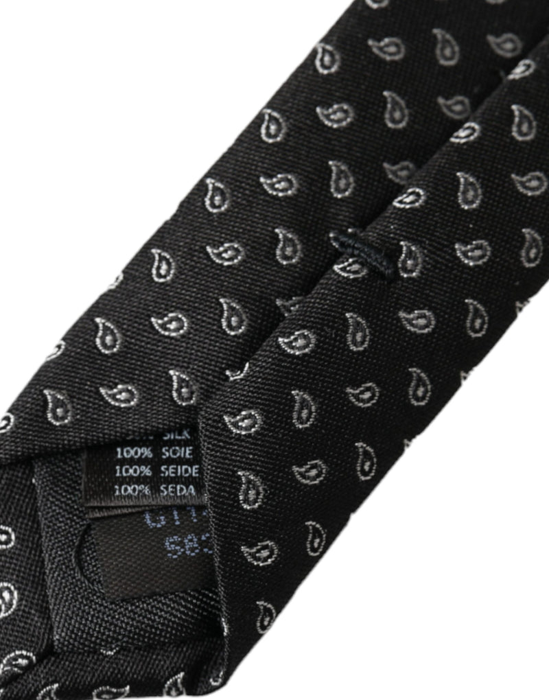 Black Jacquard Patterned Silk Adjustable Men Tie Dolce & Gabbana