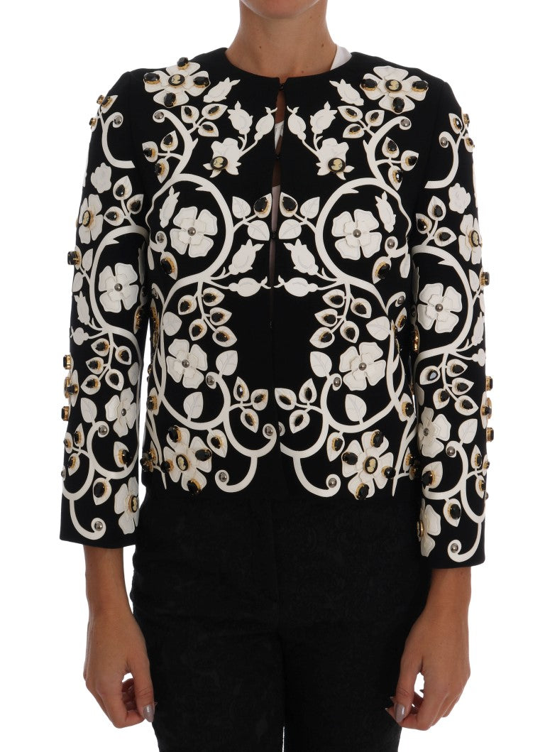 Floral Embroidered Crystal Wool Coat Jacket Dolce & Gabbana