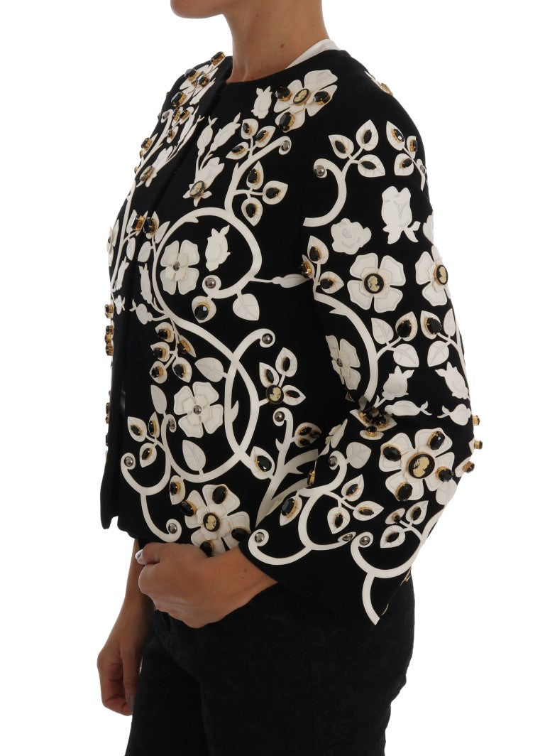 Floral Embroidered Crystal Wool Coat Jacket Dolce & Gabbana