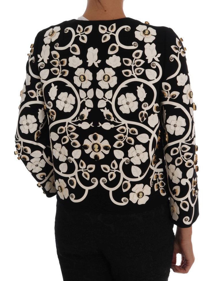 Floral Embroidered Crystal Wool Coat Jacket Dolce & Gabbana