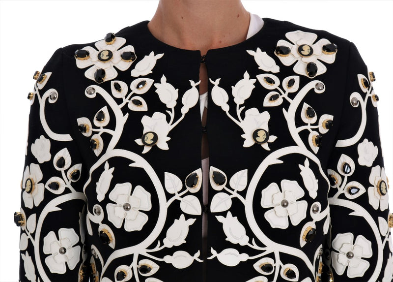 Floral Embroidered Crystal Wool Coat Jacket Dolce & Gabbana