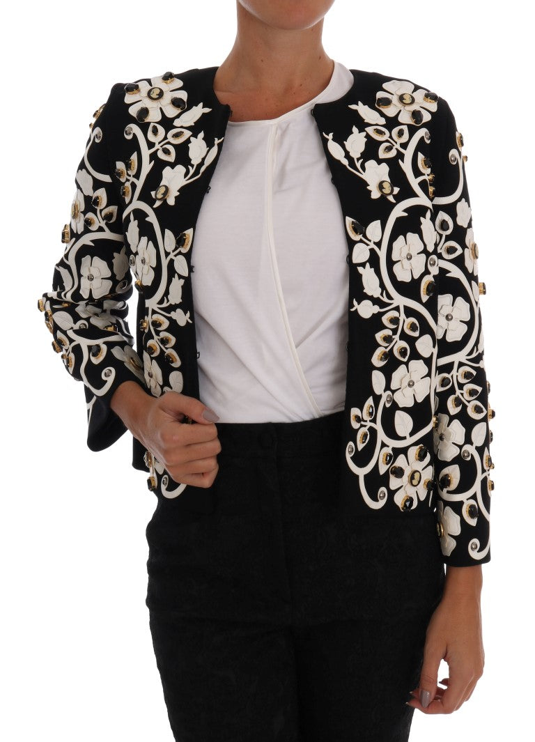 Floral Embroidered Crystal Wool Coat Jacket Dolce & Gabbana