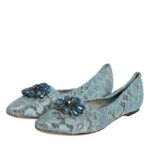 Blue Lace Crystal Ballet Flats Loafers Shoes Dolce & Gabbana