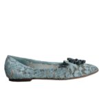 Blue Lace Crystal Ballet Flats Loafers Shoes Dolce & Gabbana