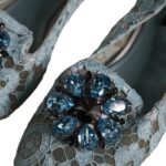 Blue Lace Crystal Ballet Flats Loafers Shoes Dolce & Gabbana