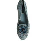 Blue Lace Crystal Ballet Flats Loafers Shoes Dolce & Gabbana