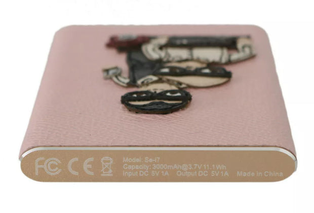 Chic Pink Leather Power Bank Dolce & Gabbana