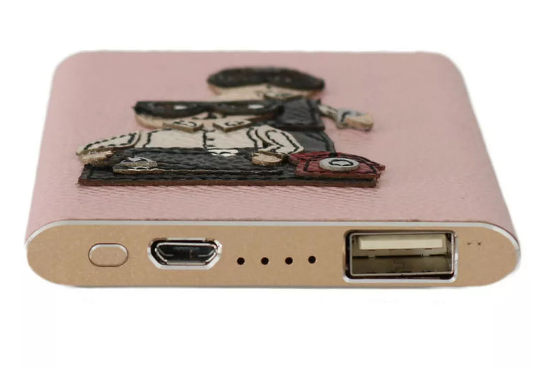 Chic Pink Leather Power Bank Dolce & Gabbana