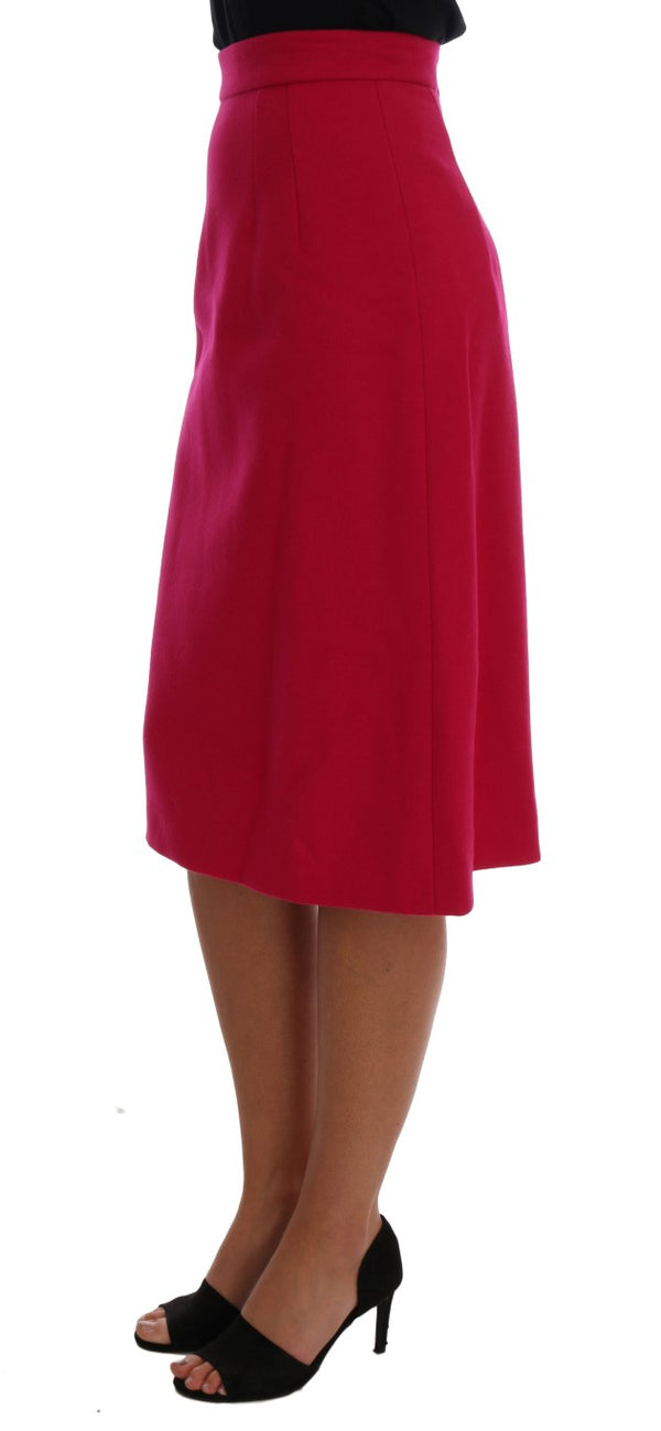 Elegant Pink Wool A-Line Knee-Length Skirt Dolce & Gabbana