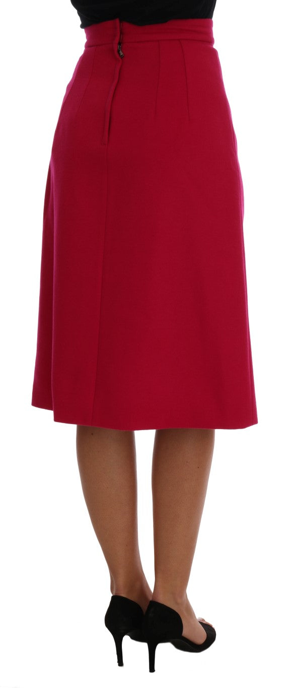 Elegant Pink Wool A-Line Knee-Length Skirt Dolce & Gabbana