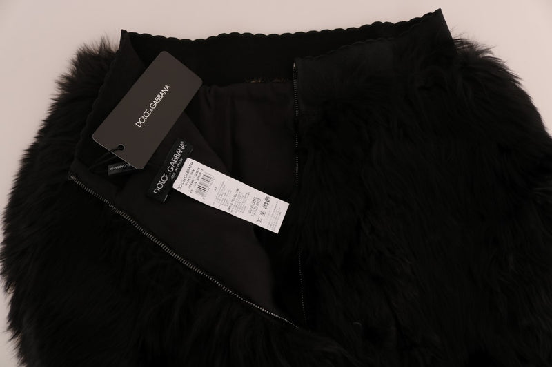 Exquisite Black Mink Fur Mini Shorts Dolce & Gabbana