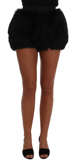 Elegant Black Fur Mini Shorts Hot Pants Dolce & Gabbana