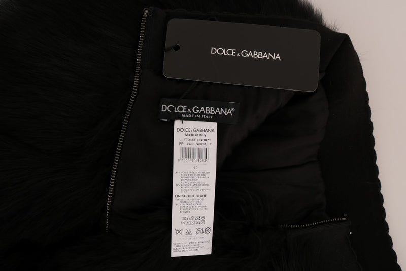 Elegant Black Fur Mini Shorts Hot Pants Dolce & Gabbana