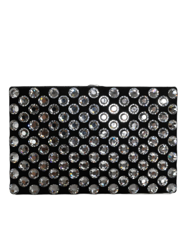 Black Velvet Crystal Clutch Evening Party Purse Bag Dolce & Gabbana