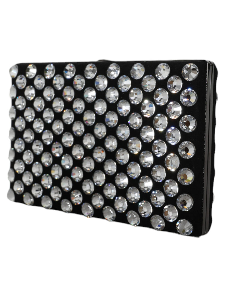 Black Velvet Crystal Clutch Evening Party Purse Bag Dolce & Gabbana