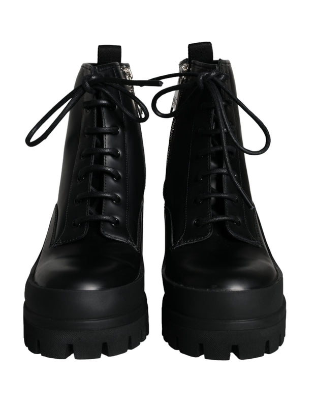 Black Lace Up Trekking Ankle Boots Men Shoes Dolce & Gabbana