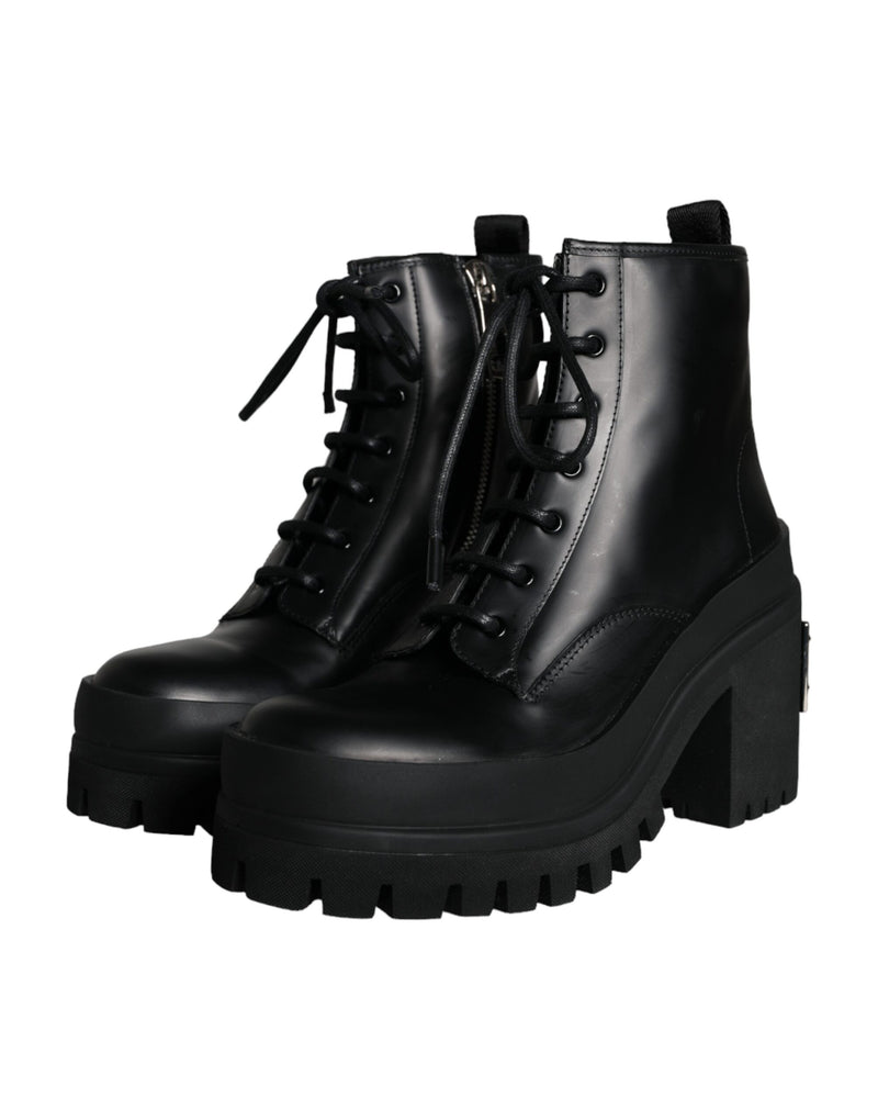 Black Lace Up Trekking Ankle Boots Men Shoes Dolce & Gabbana