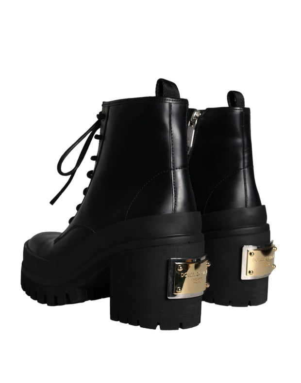 Black Lace Up Trekking Ankle Boots Men Shoes Dolce & Gabbana