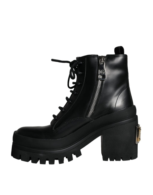 Black Lace Up Trekking Ankle Boots Men Shoes Dolce & Gabbana