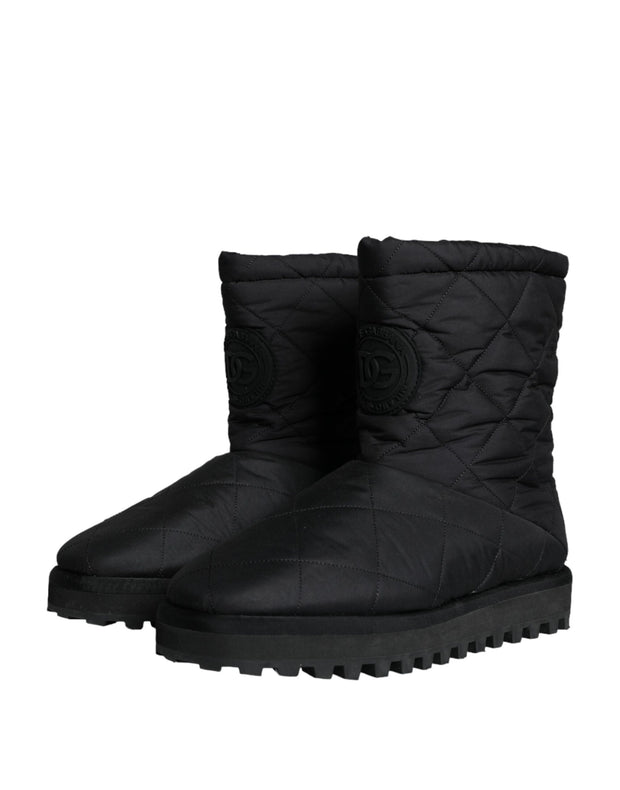 Black Nylon Padded Mid Calf Men Boots Shoes Dolce & Gabbana