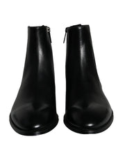 Black Calf Leather Men Ankle Boots Shoes Dolce & Gabbana