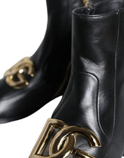 Black Lambskin Leather Men Ankle Boots Shoes Dolce & Gabbana