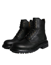 Black Lace Up Mid Calf Boots Men Shoes Dolce & Gabbana