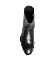 Black Calf Leather Men Ankle Boots Men Shoes Dolce & Gabbana