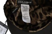 Black Leather Crystal Beads Gold Ribbon Fiddler Cap Dolce & Gabbana