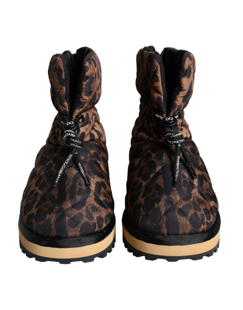 Brown Leopard Ankle Boots Padded Shoes Dolce & Gabbana