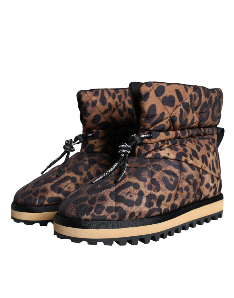 Brown Leopard Ankle Boots Padded Shoes Dolce & Gabbana