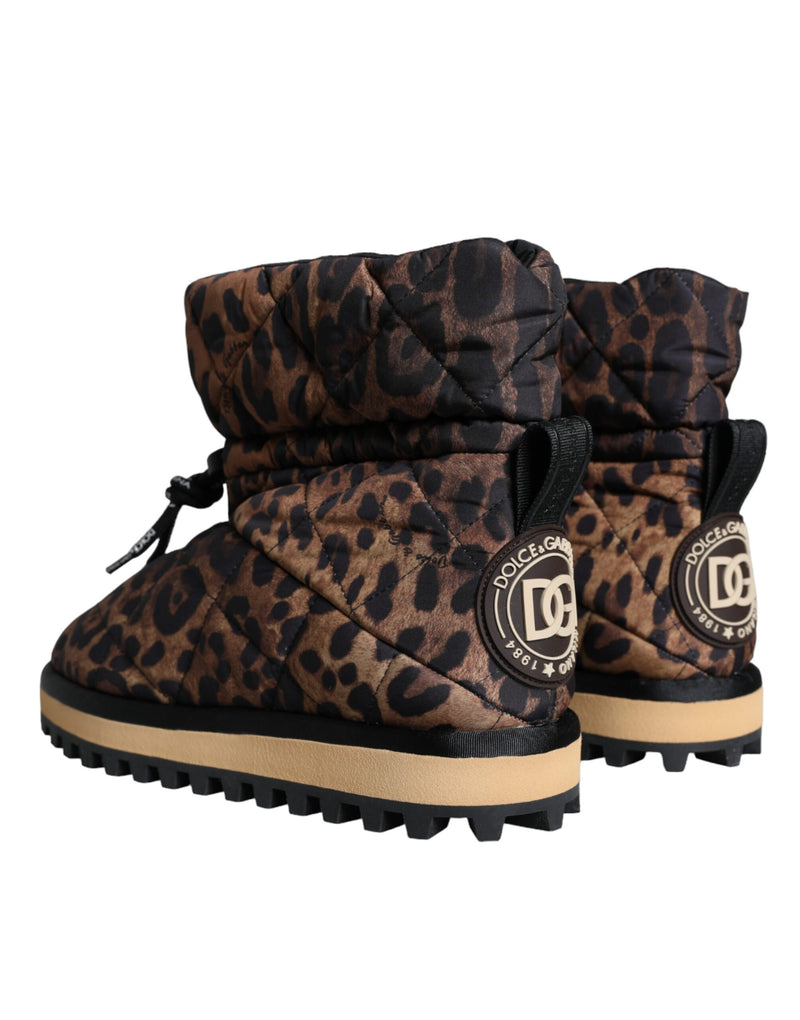 Brown Leopard Ankle Boots Padded Shoes Dolce & Gabbana