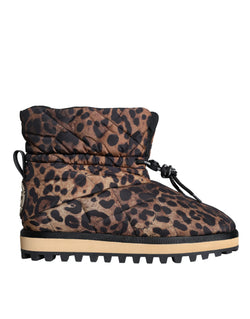 Brown Leopard Ankle Boots Padded Shoes Dolce & Gabbana